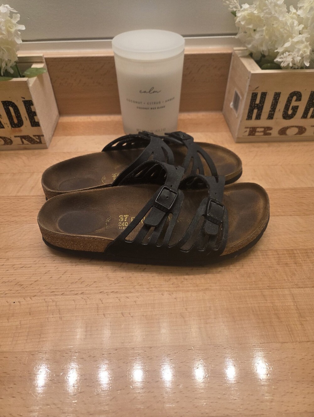 Birkenstock Granada Sandals Black Birkibuc  Women's Size EU 37